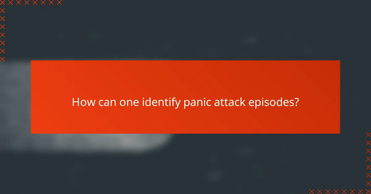 How can one identify panic attack episodes?