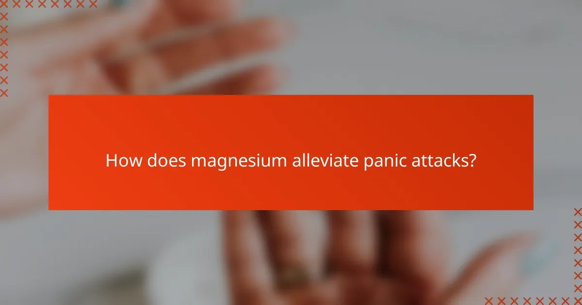 How does magnesium alleviate panic attacks?
